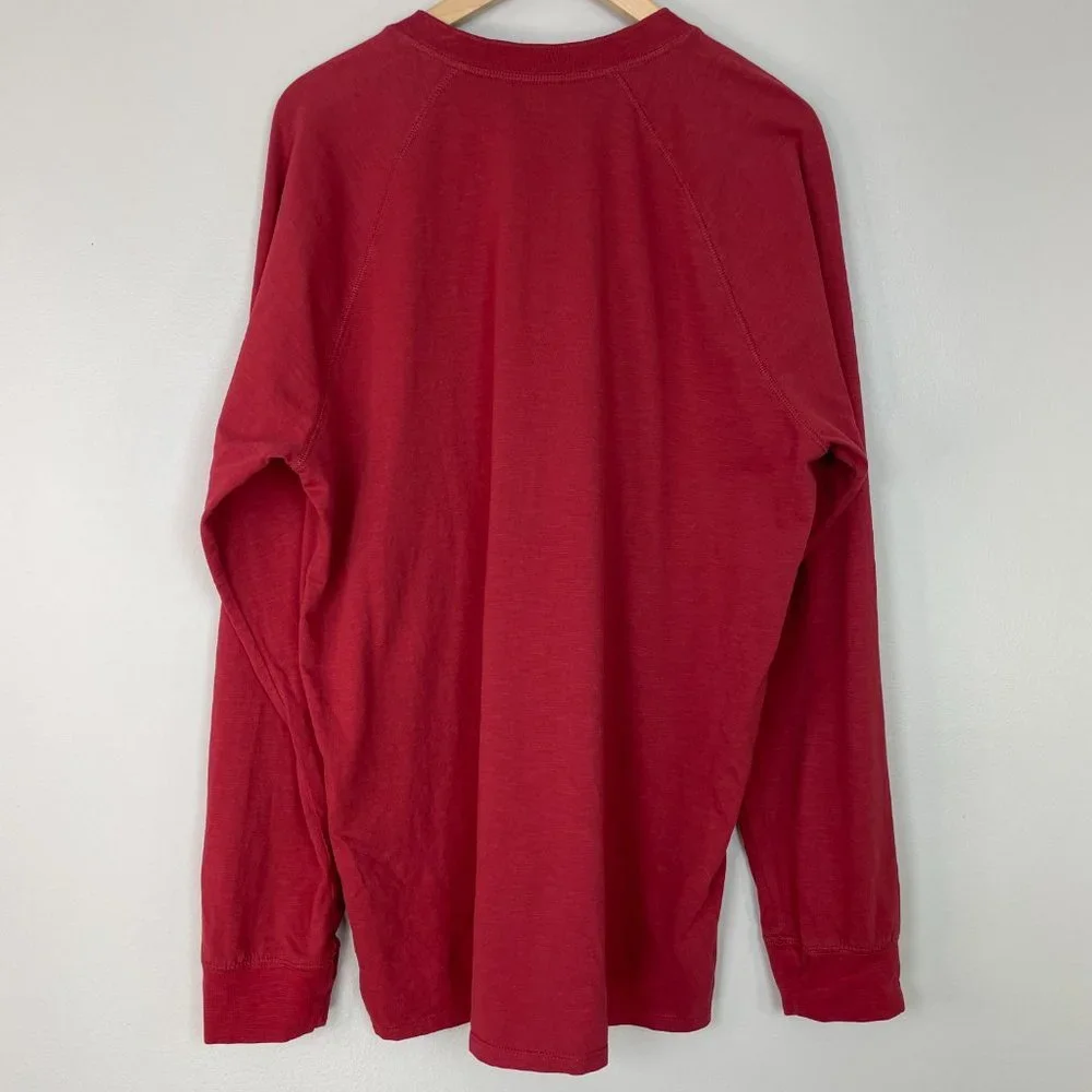 Gap Shirt XL Red Henley Slub Cotton Long Sleeve Casual Men's - Picture 4 of 13